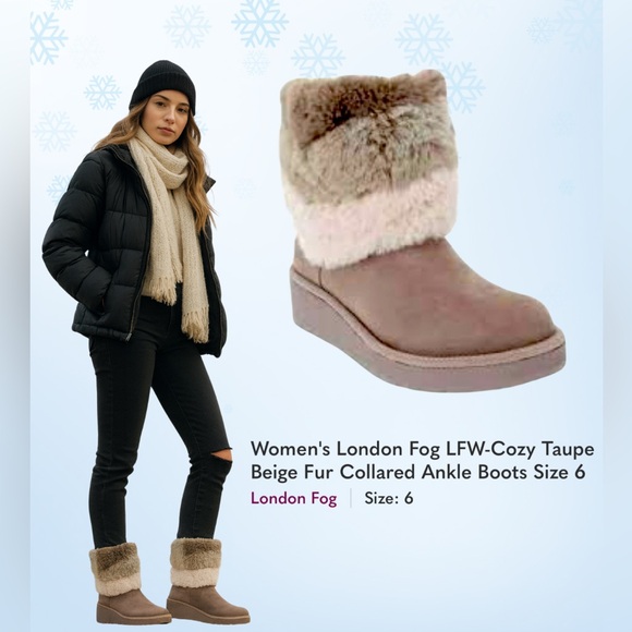 Women's London Fog LFW-Cozy Taupe
Beige Fur Collared Ankle Boots Size 6 - Picture 1 of 16